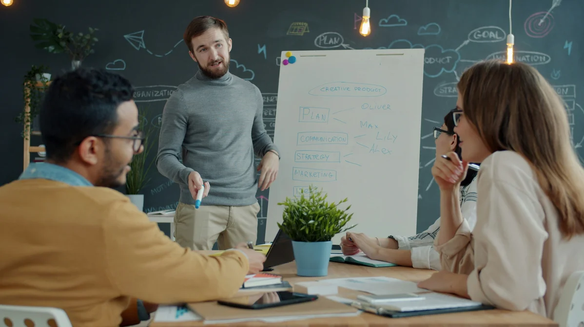 team brainstorming marketing strategy for PPC
